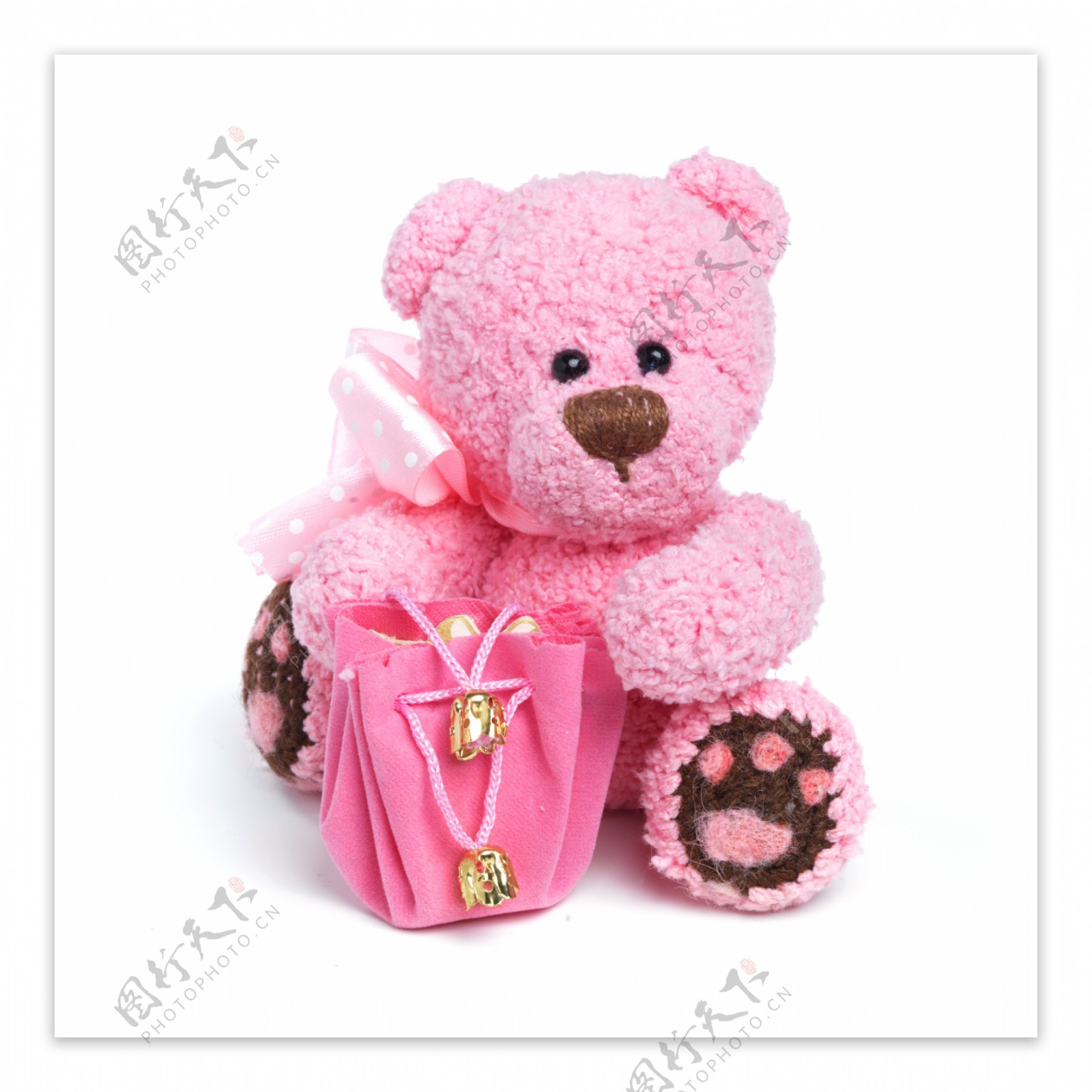 粉红色的泰迪熊娃娃图片