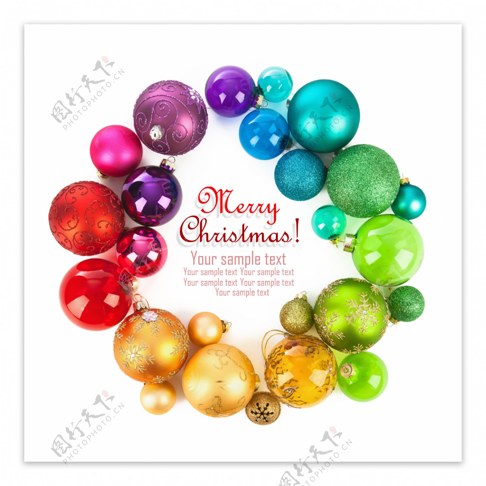 彩色圣诞球背景素材图片