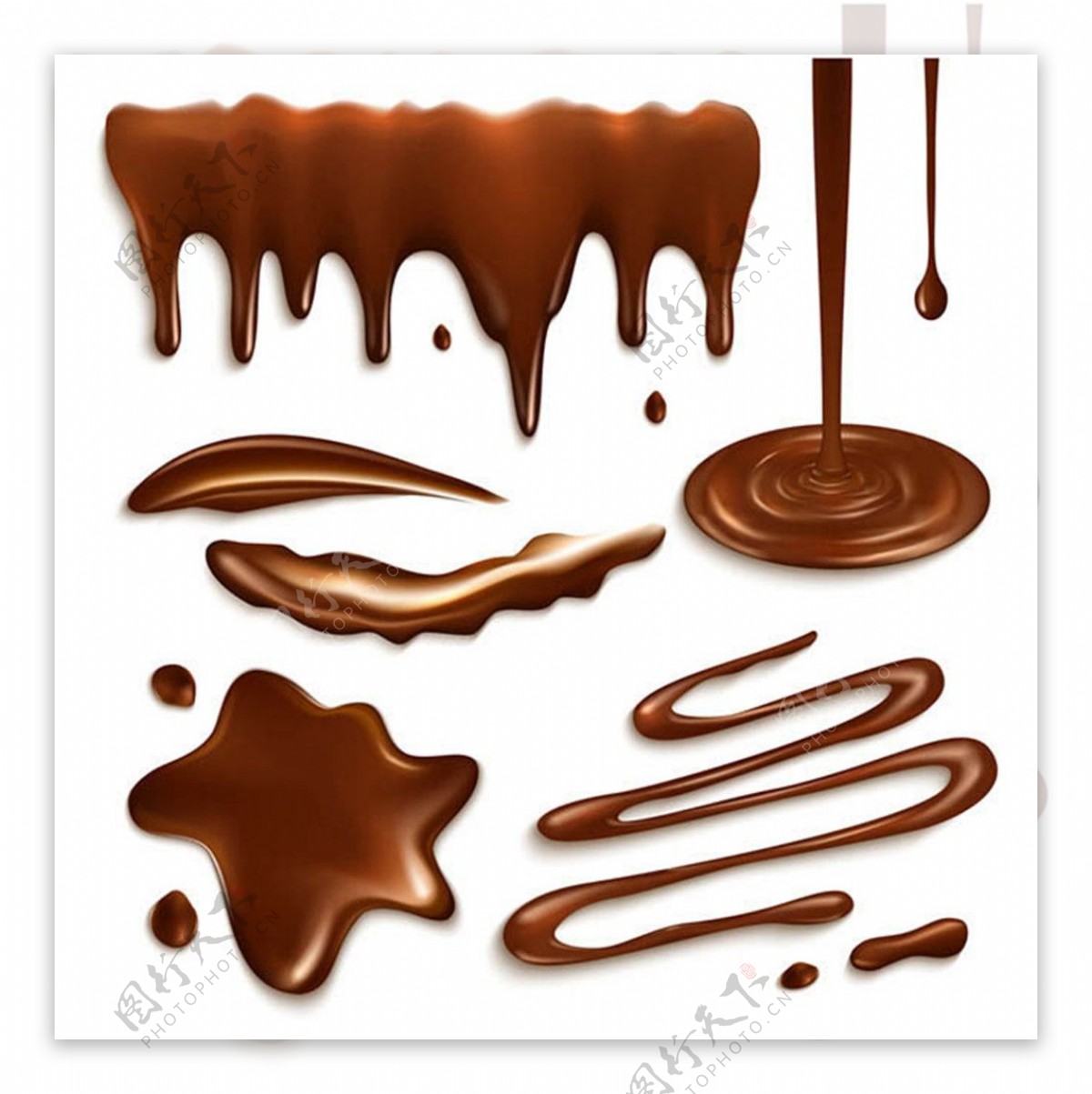 5款香浓巧克力浆液体矢量图