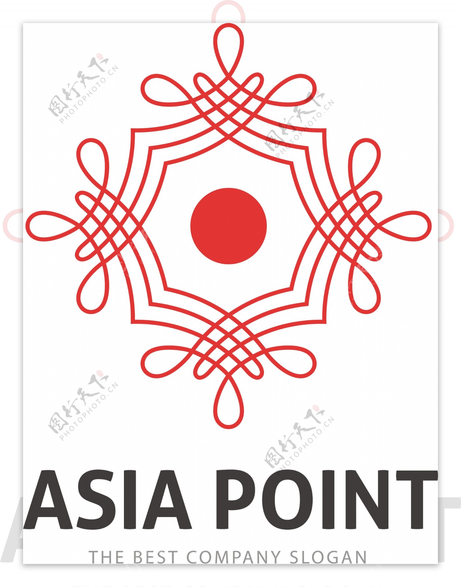 红色亚洲标志模板
