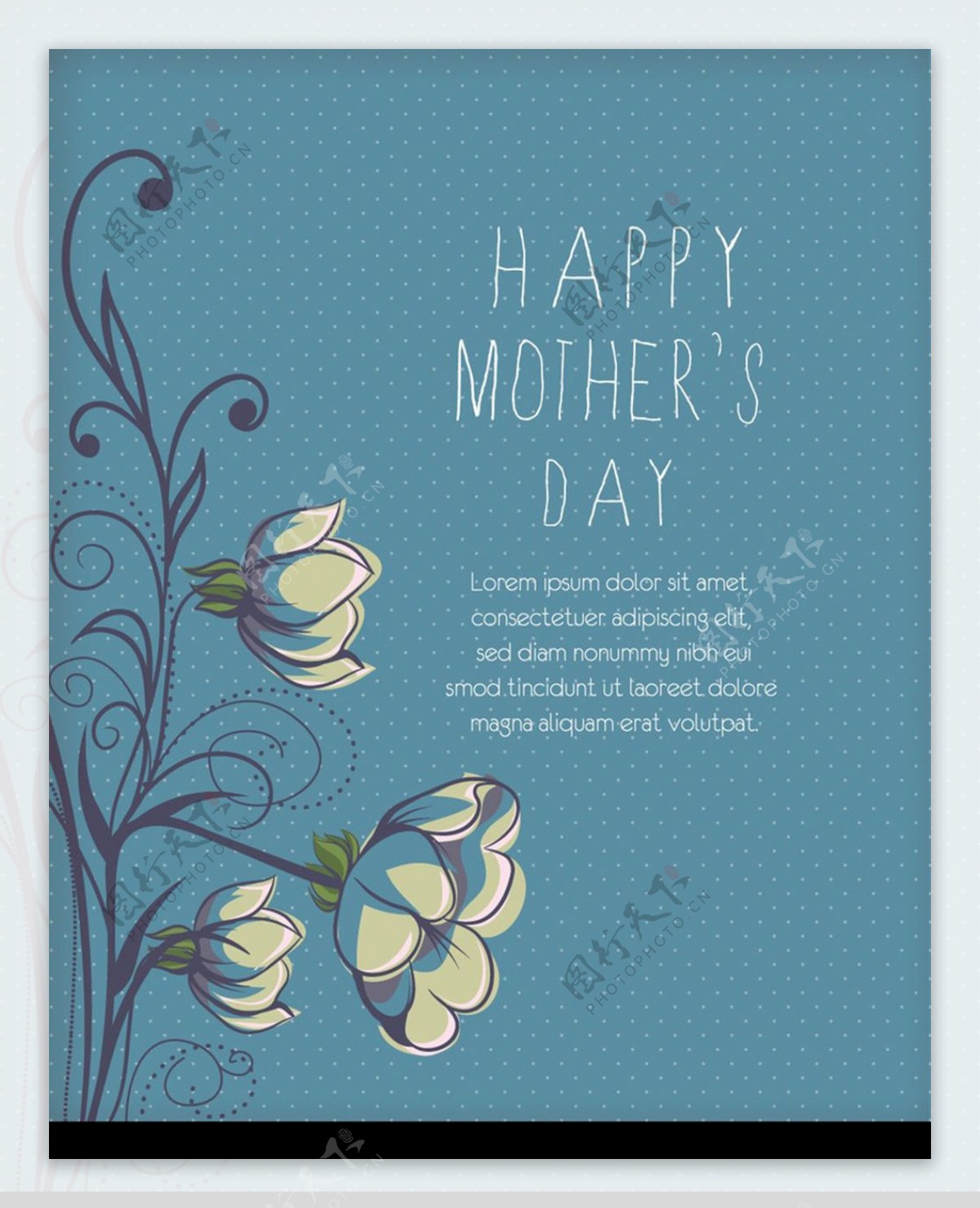 淡蓝色手绘小花背景母亲节卡片