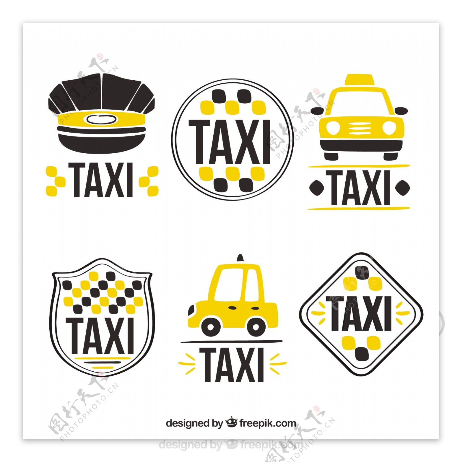 出租车服务的可爱标志
