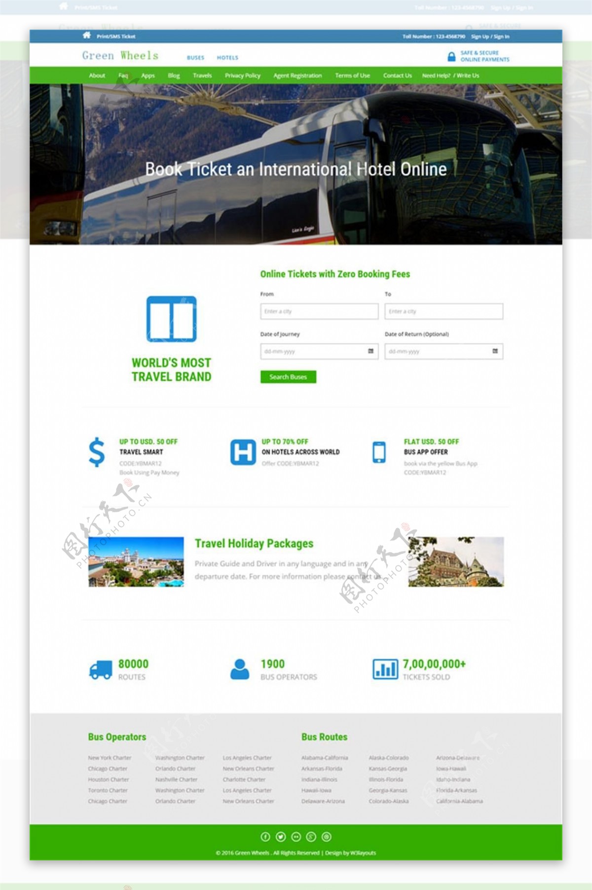 HTML5绿色清爽旅游模板