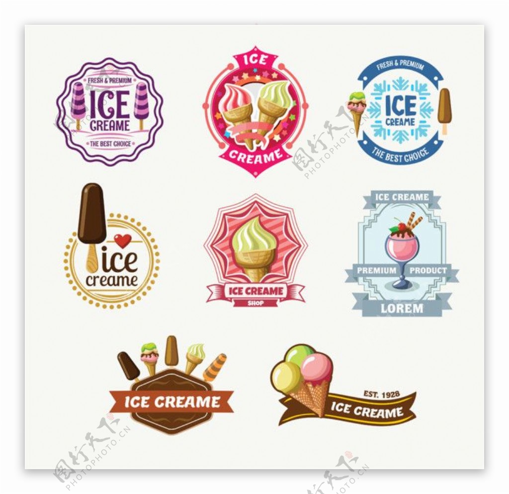 彩色冰淇凌标签图片