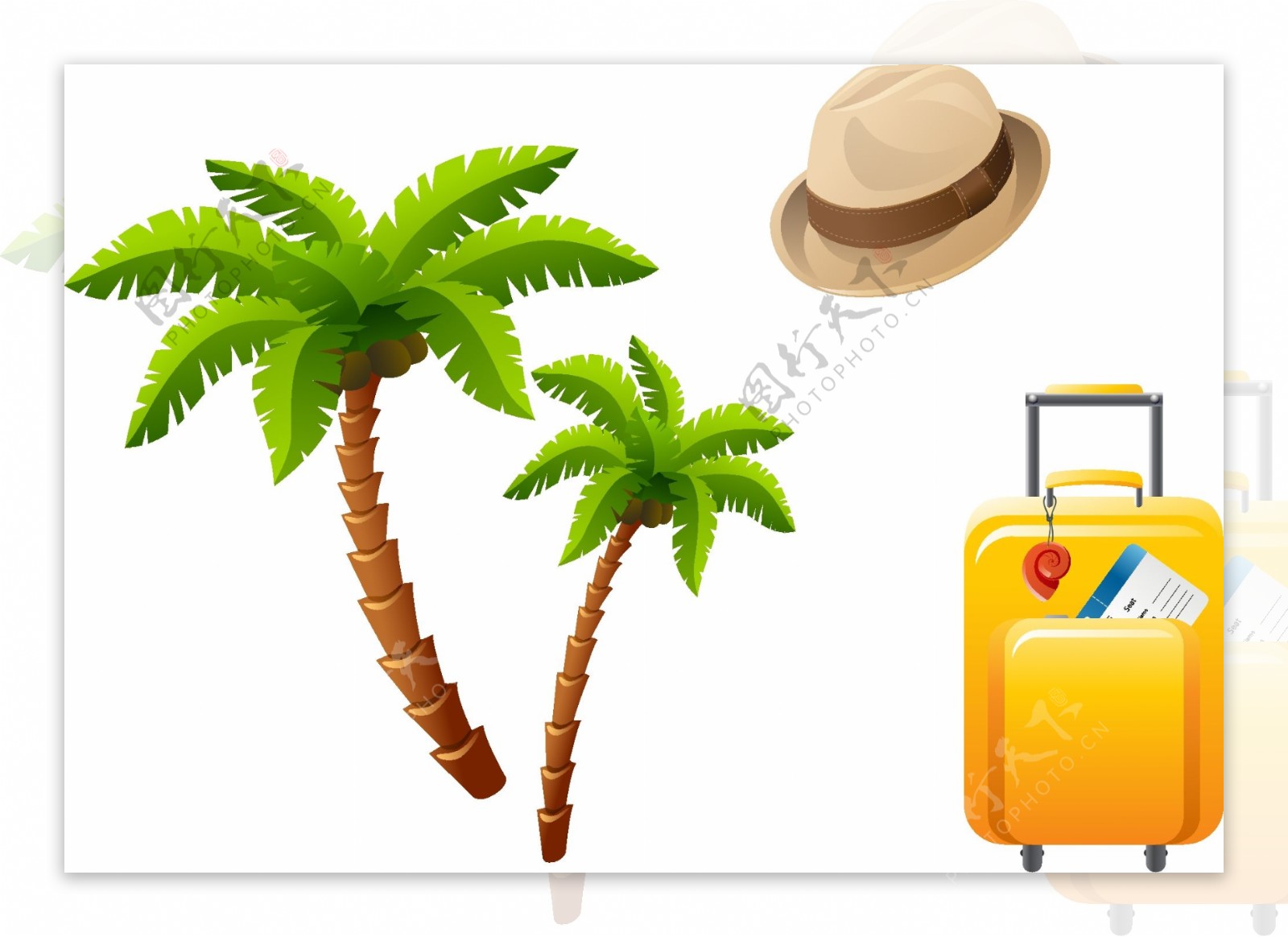 行李箱椰子树帽子