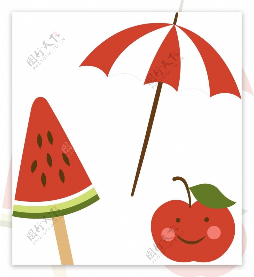 西瓜苹果雨伞