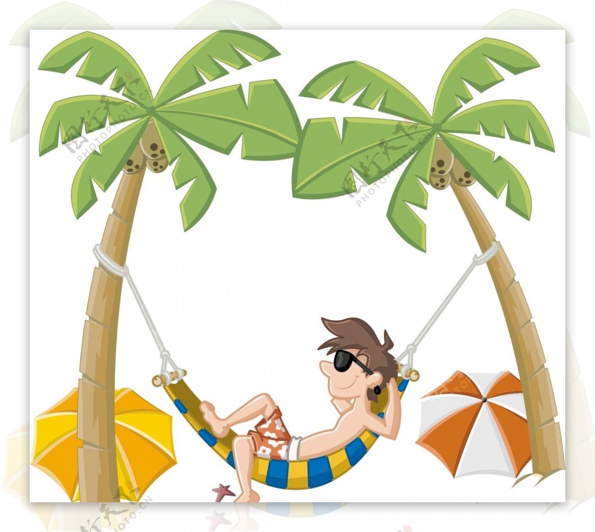 儿童椰子树沙滩