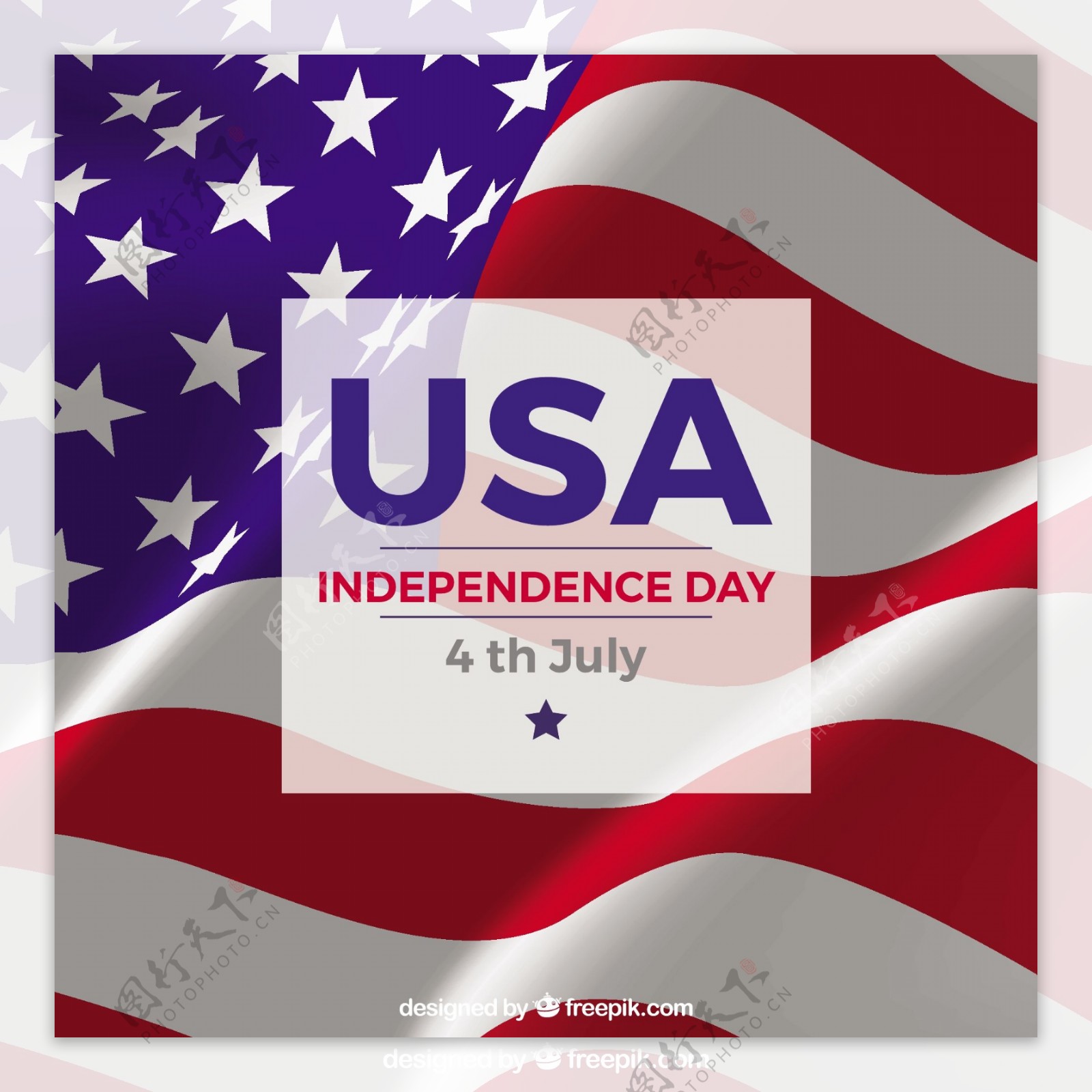美国独立日写实设计国旗背景