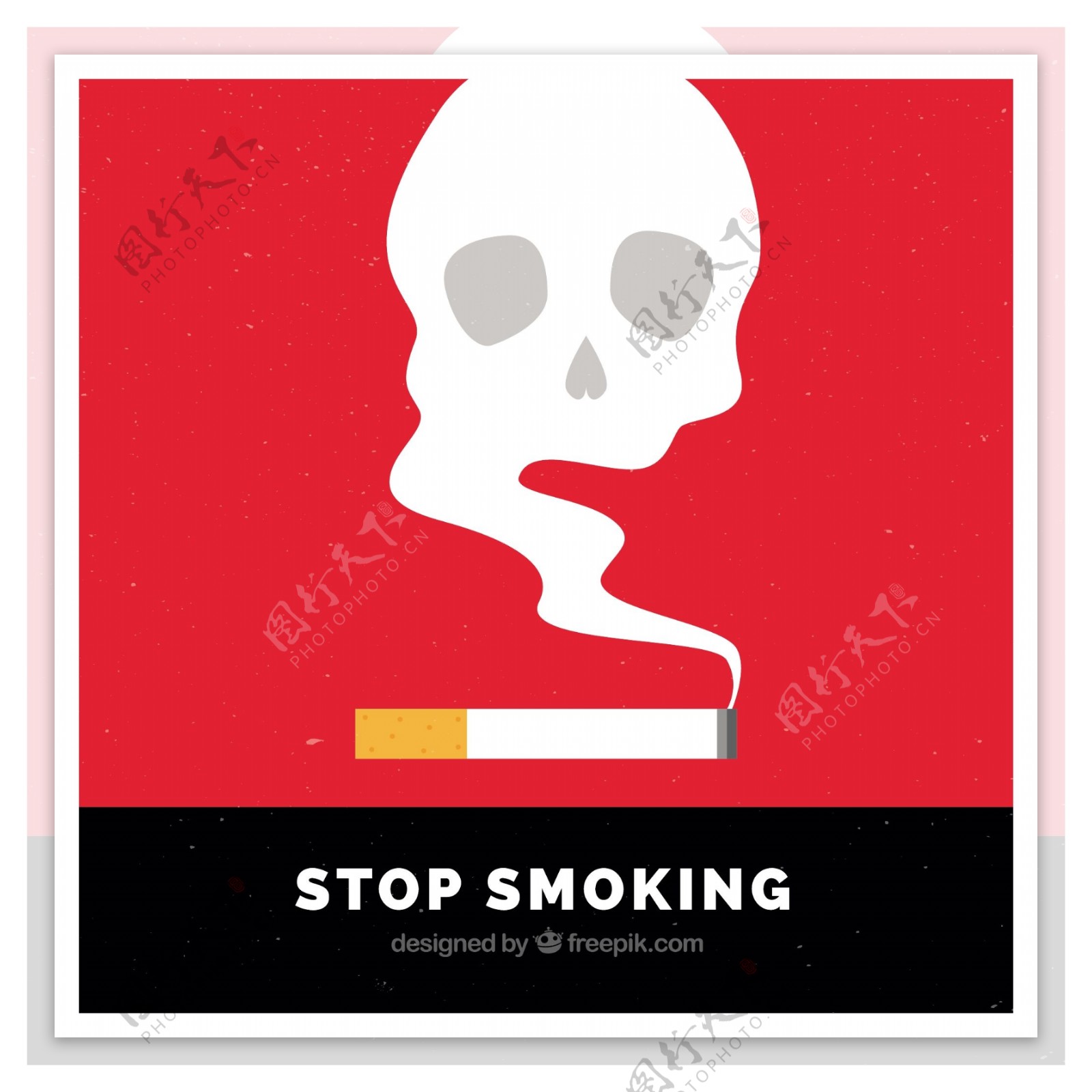 香烟与烟雾头骨禁烟广告背景