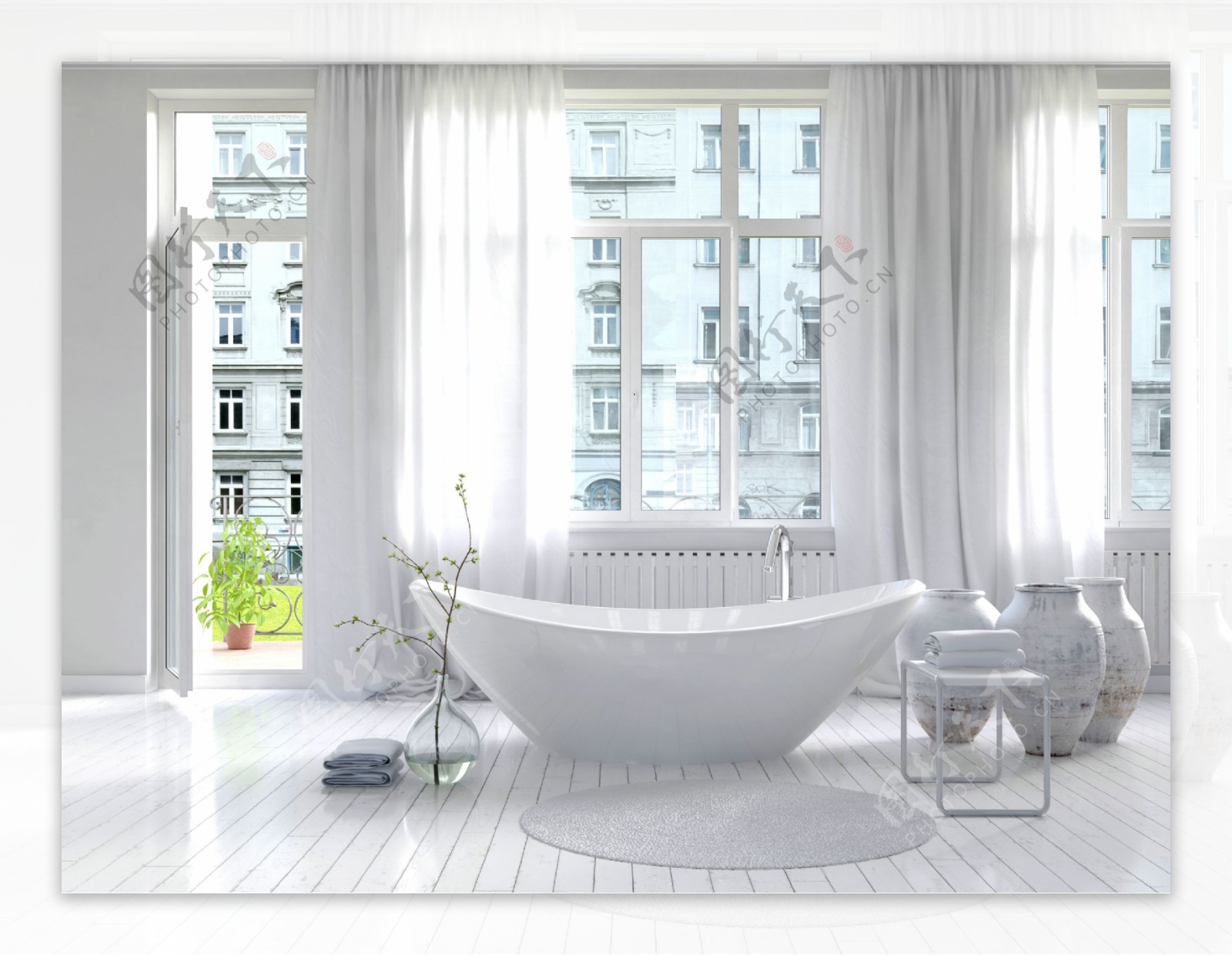 白色时尚浴室效果图