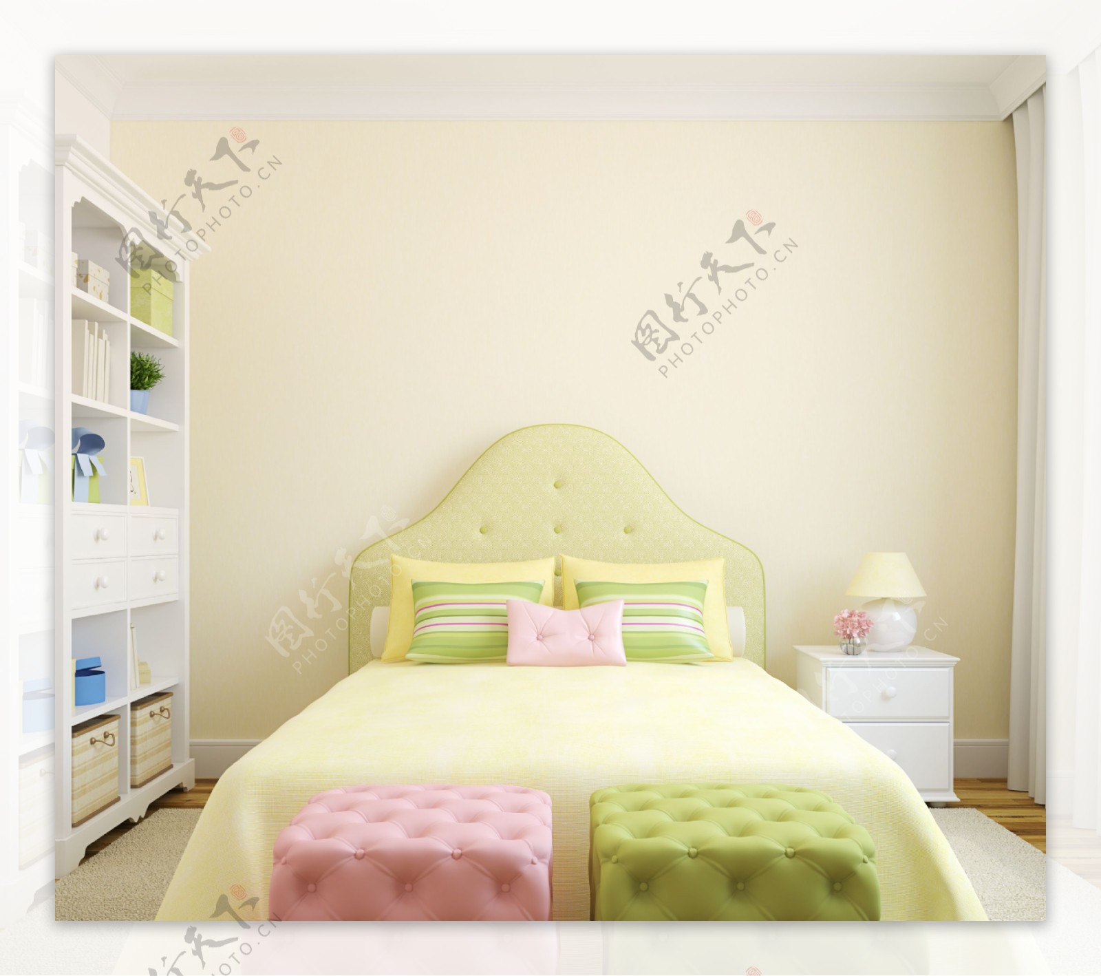 绿色清新卧室效果图
