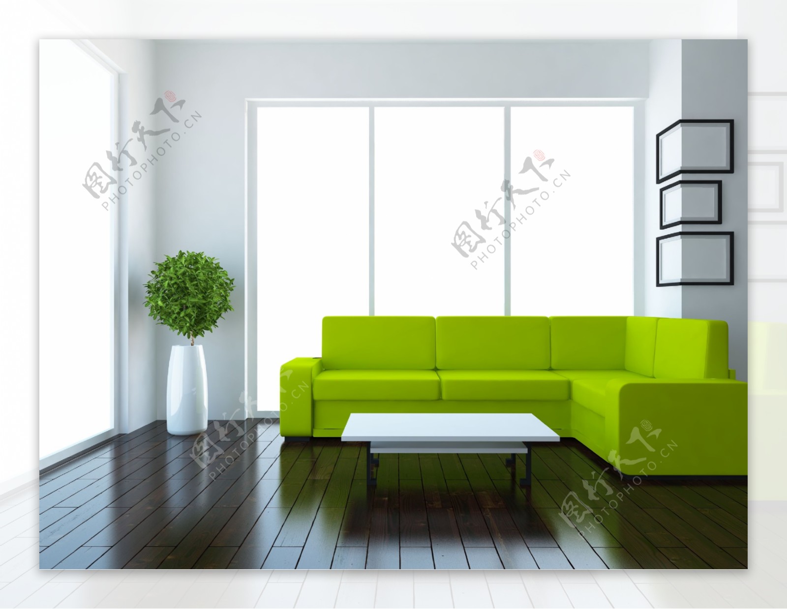 简洁绿色客厅沙发