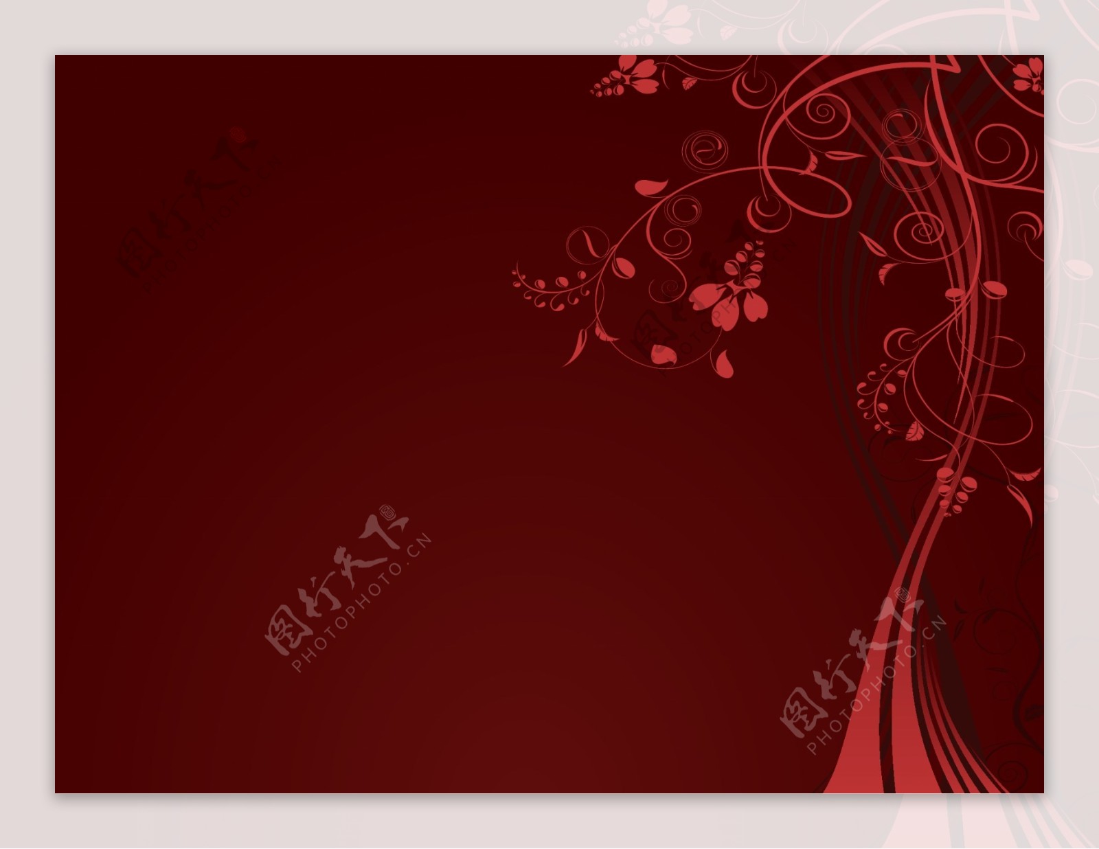 红色花卉背景模板