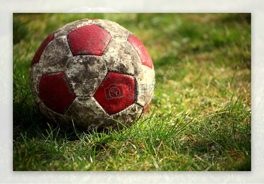 草地上的旧足球