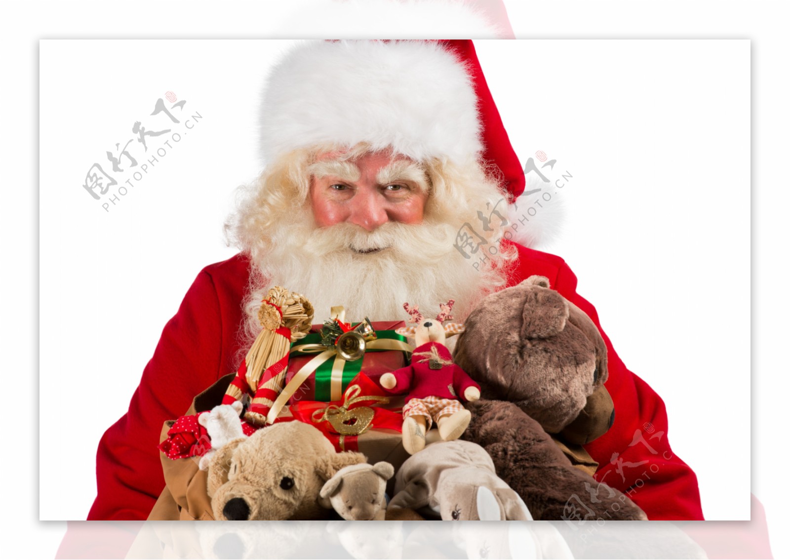 抱着礼物的圣诞老人图片
