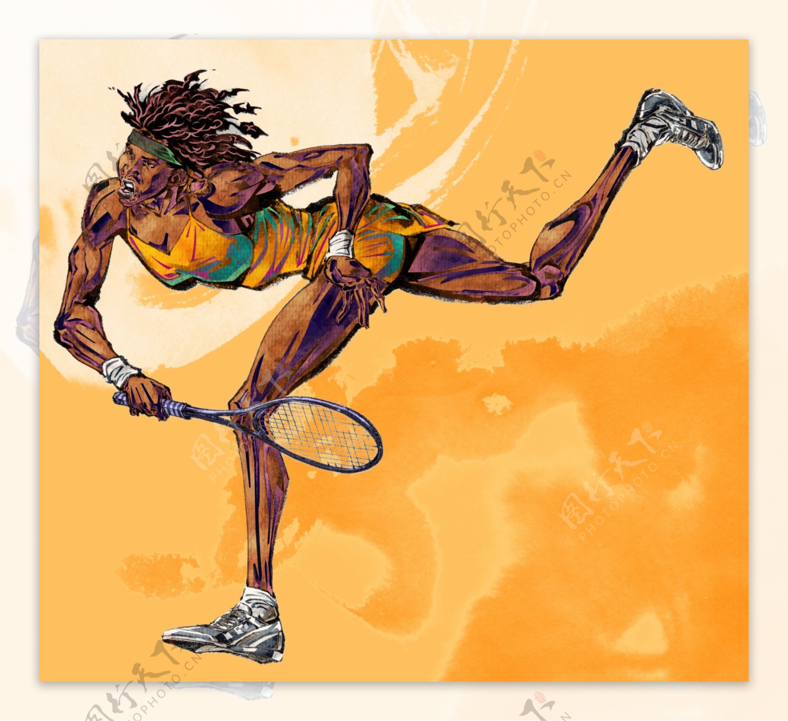 运动健身绘画人物分层素材PSD107