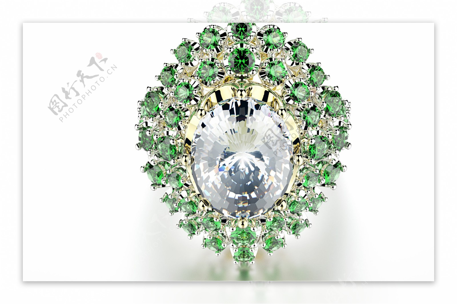 翠绿色钻石戒指图片