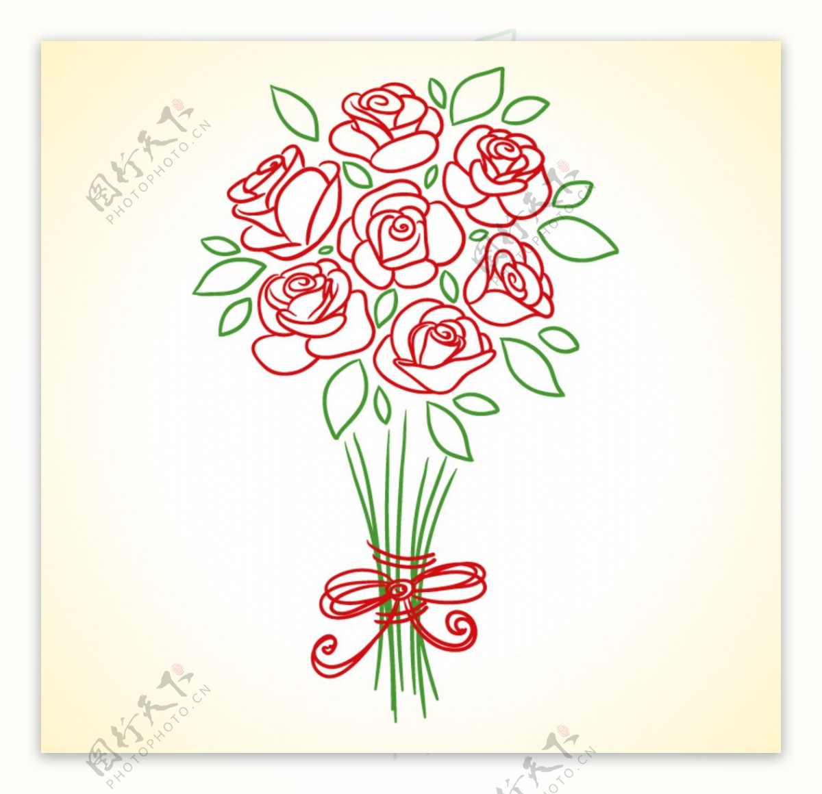 手绘红玫瑰花束