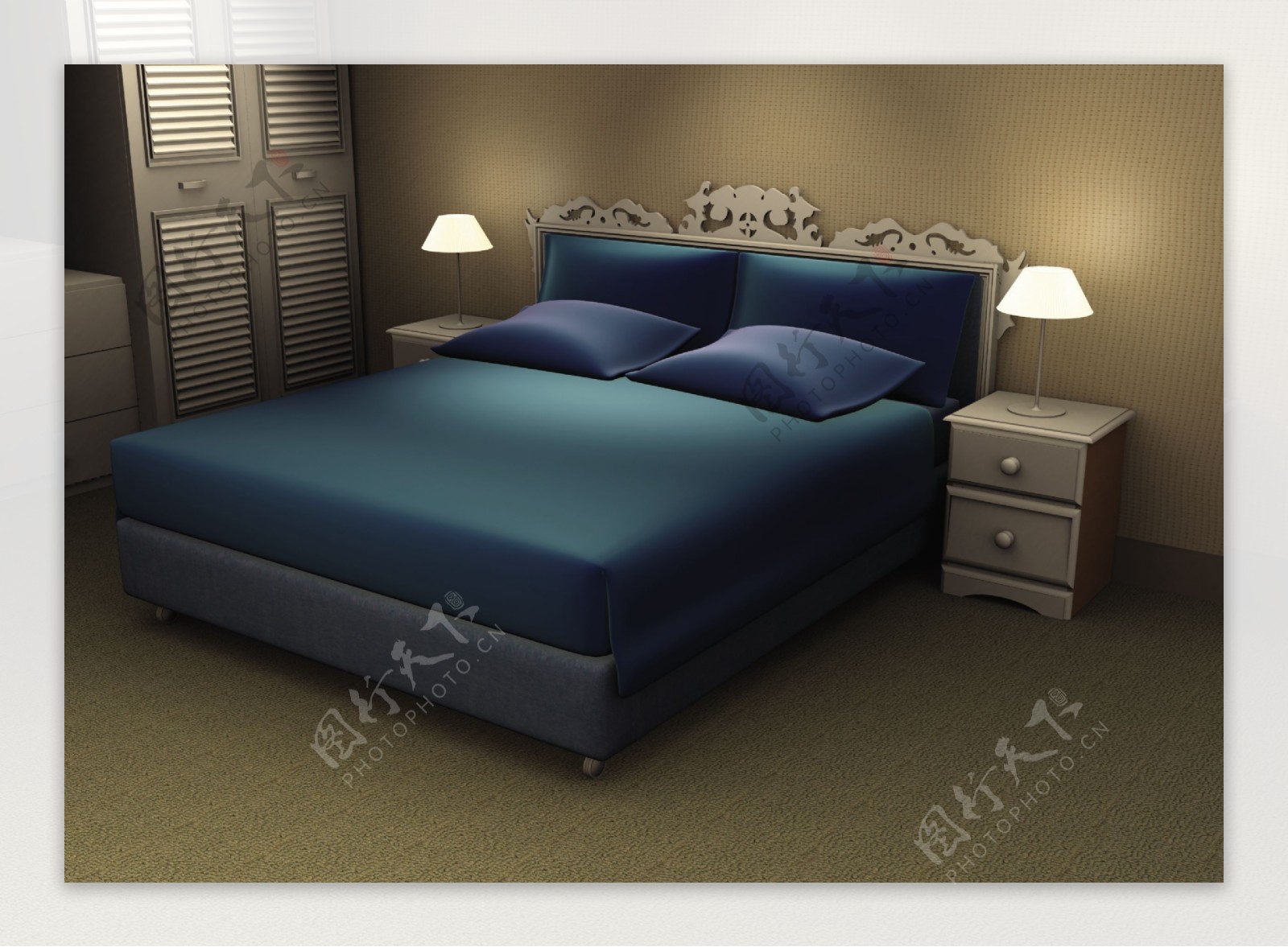 卧室摆设双人床卧室效果图图片素材-编号08162983-图行天下
