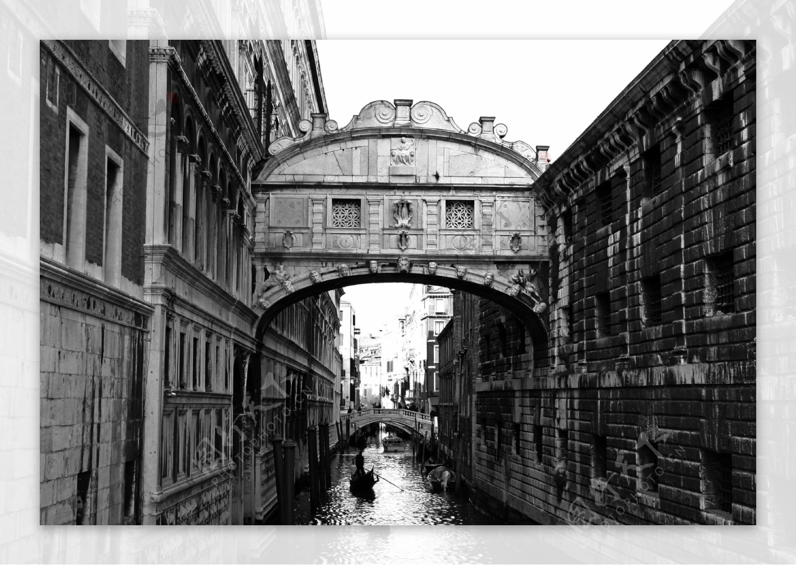 黑白色威尼斯叹息桥图片