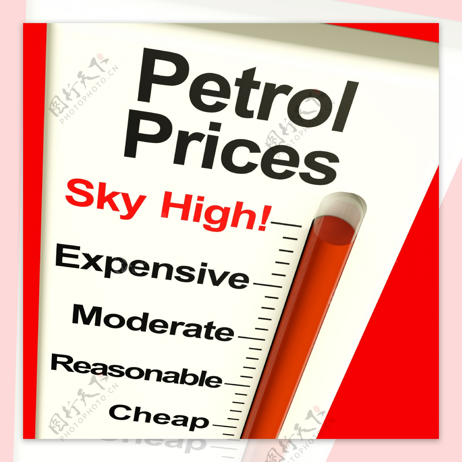 汽油价格飙升的燃料费用高昂的监视器显示