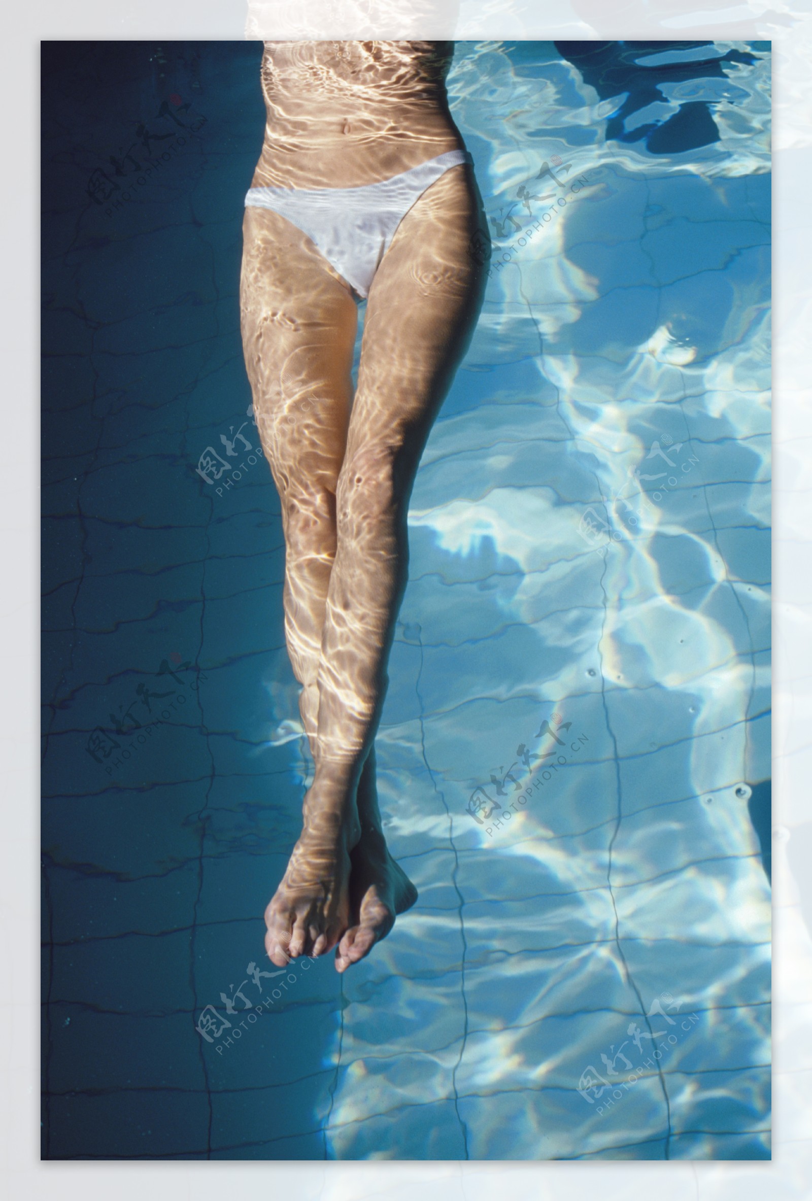 水池里游泳的美女美腿图片
