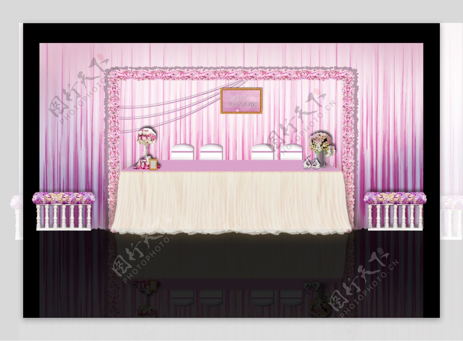 紫粉色婚礼效果图