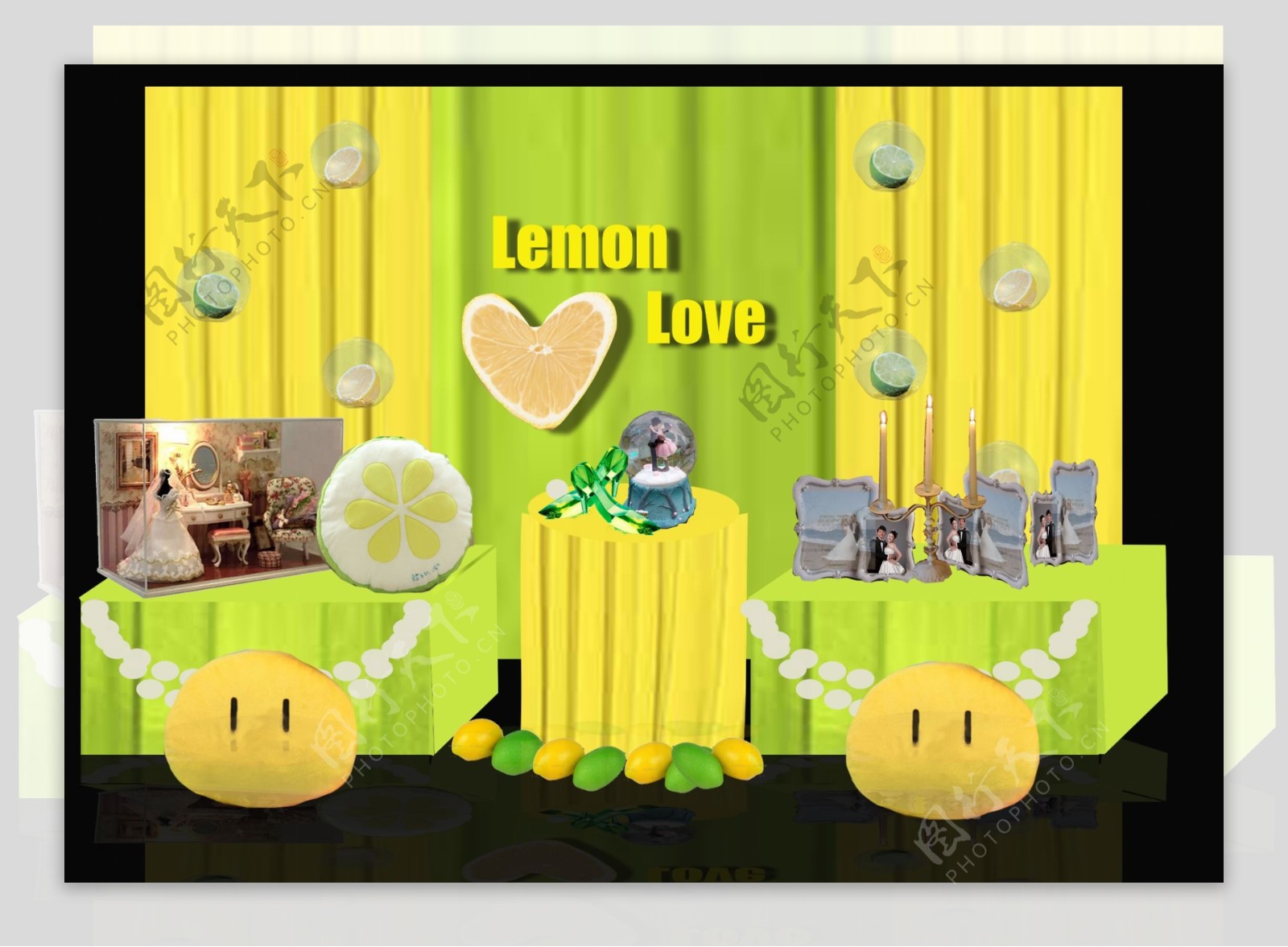 柠檬主题婚礼展示区