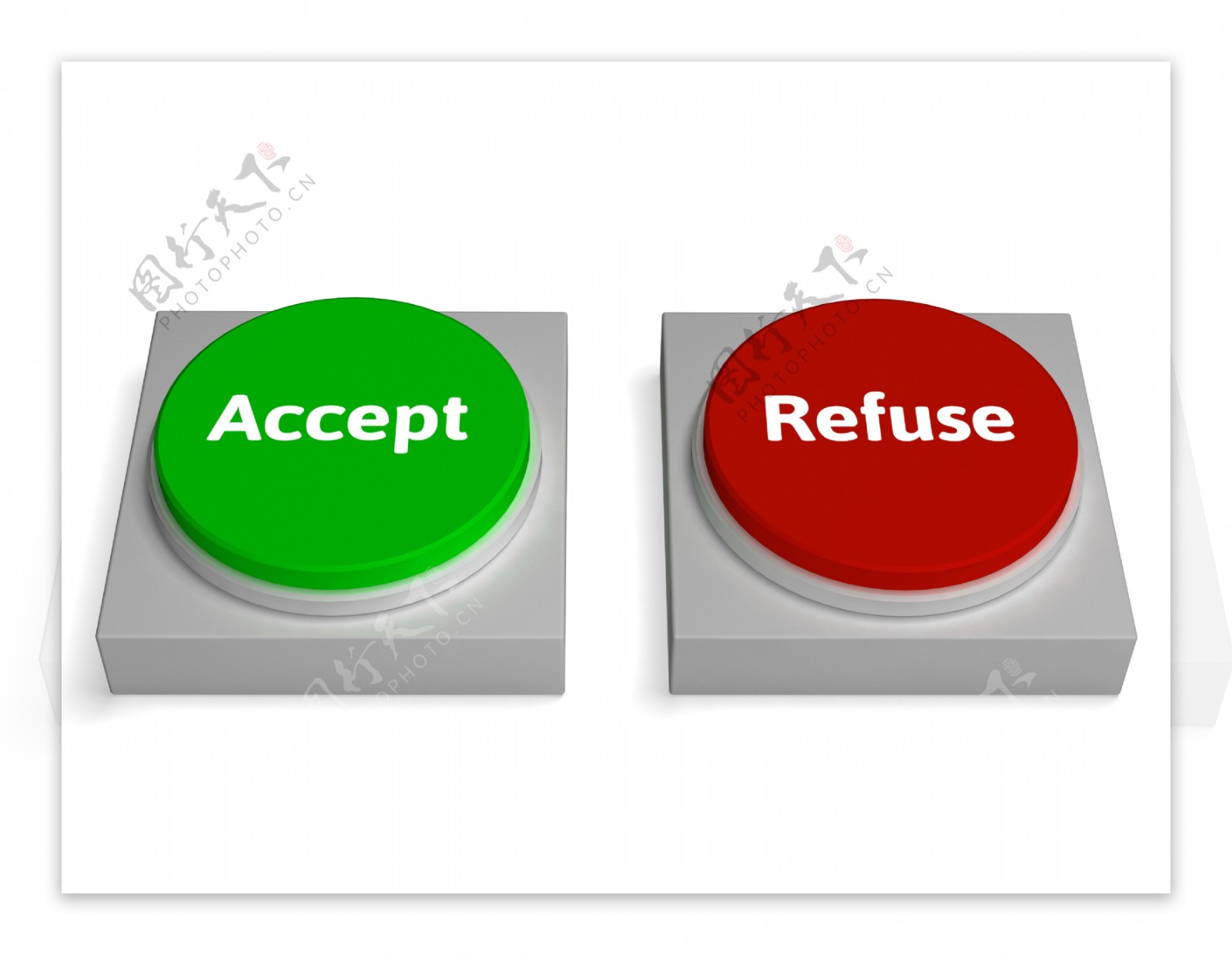 拒绝接受或拒绝接受按钮显示