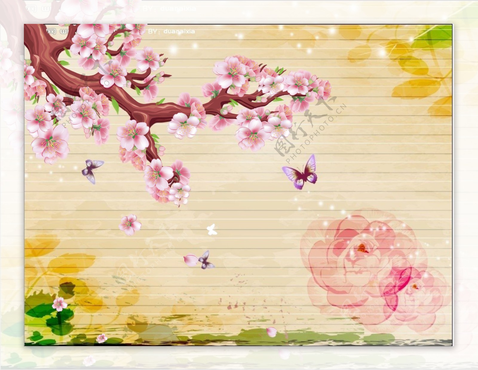 手绘花卉装饰背景墙