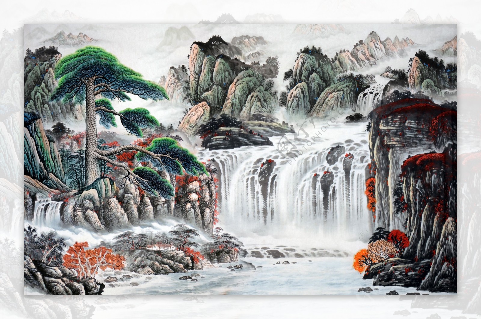 中式山水画装饰墙