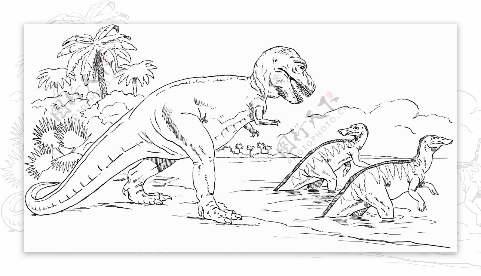 恐龙素描图片素材-编号26392119-图行天下