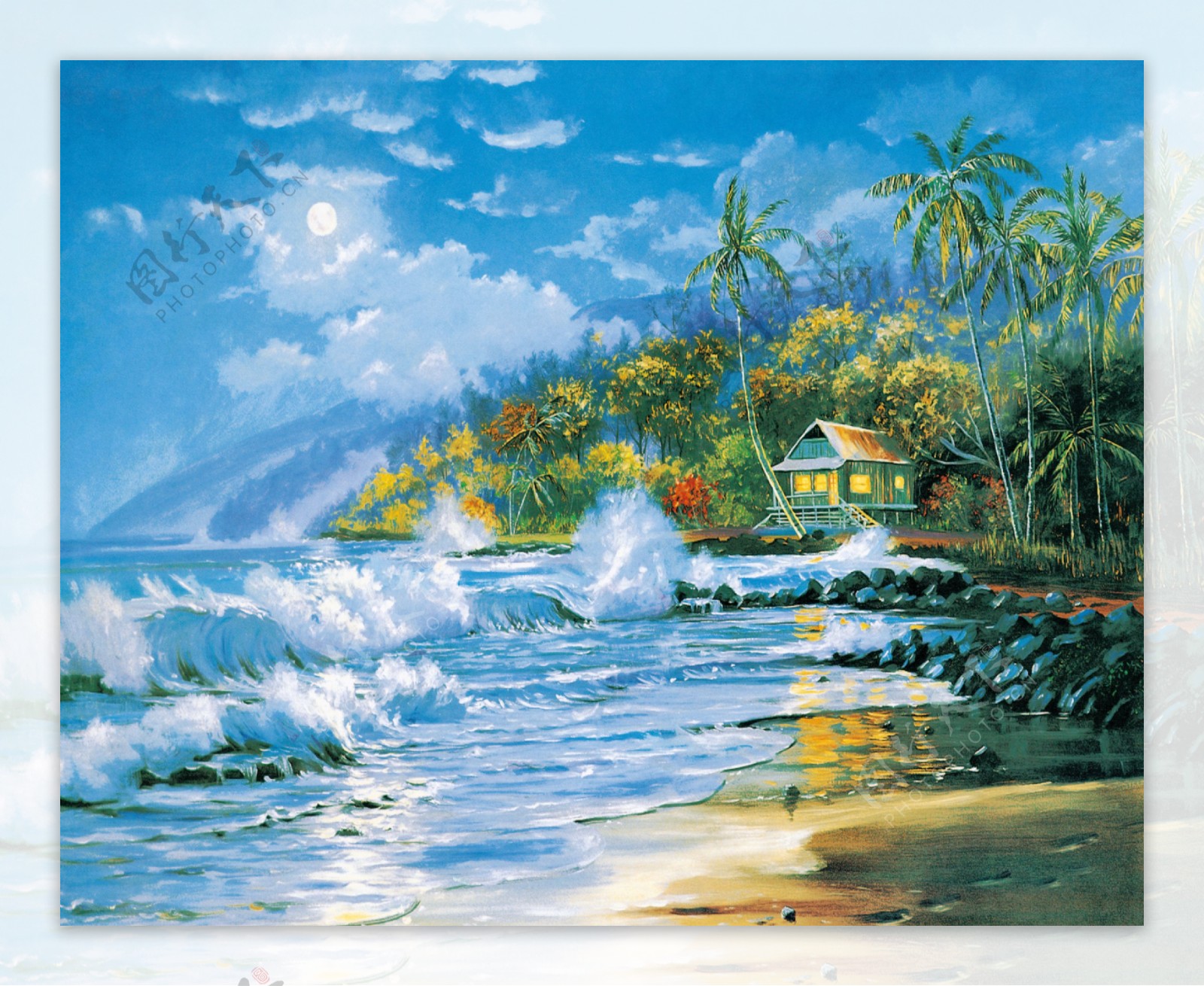 美丽海岸风景油画