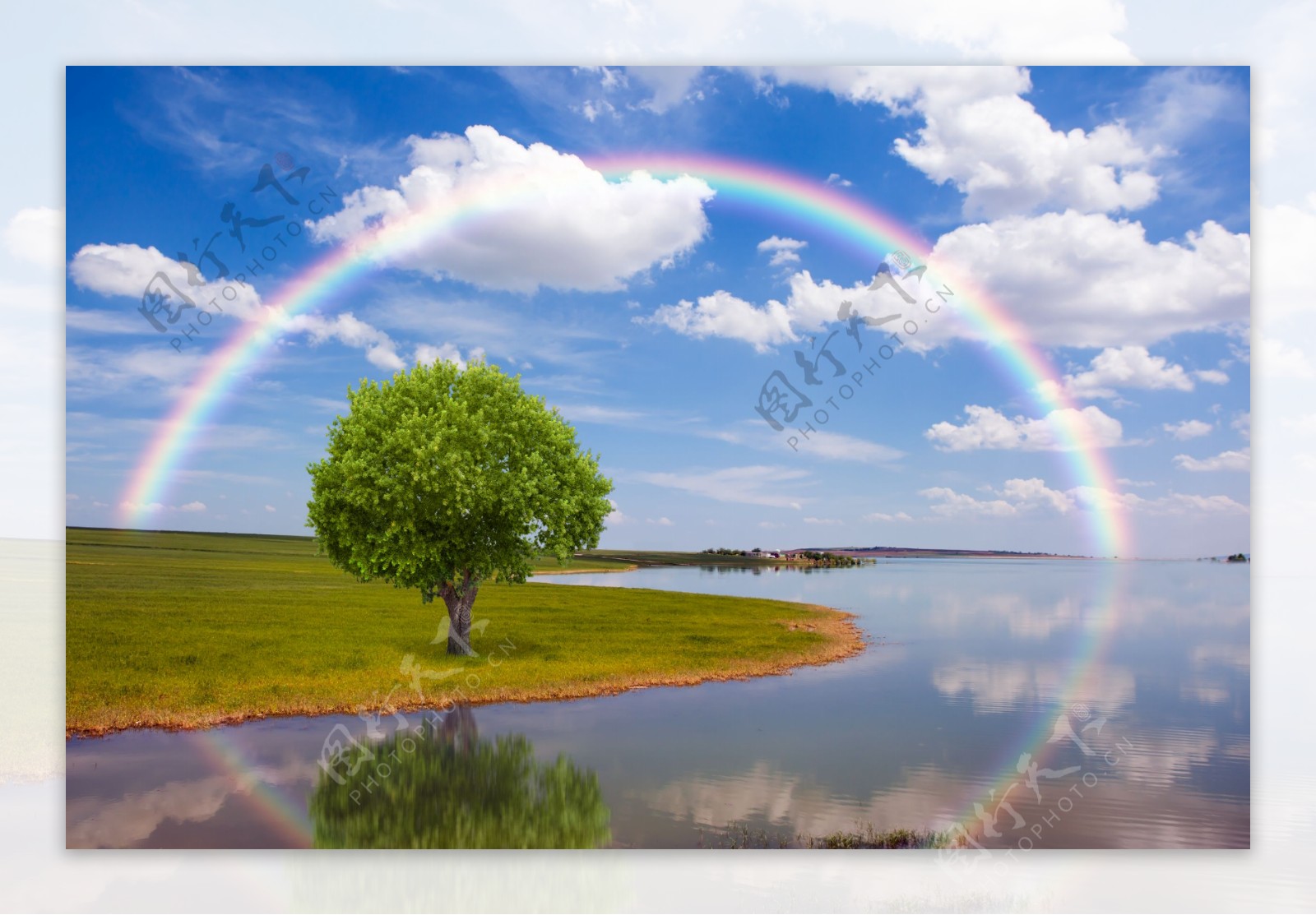 湖泊彩虹风景摄影