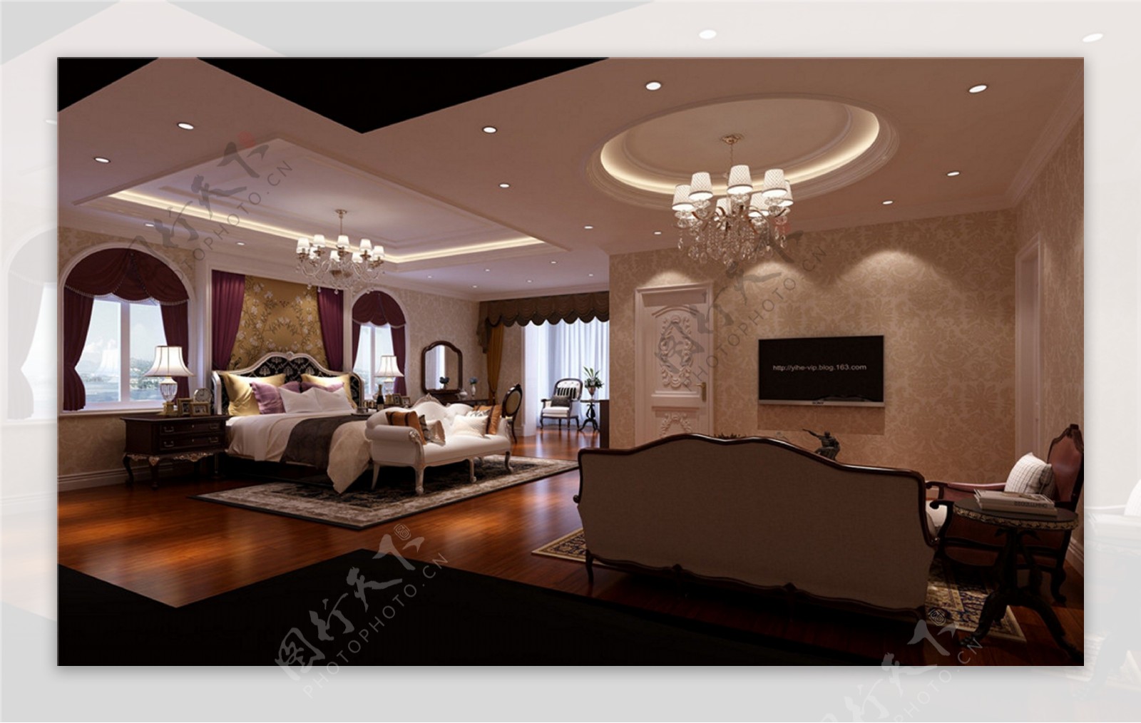 欧式时尚客厅卧室吊顶设计图