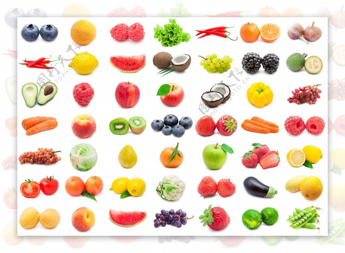 各种水果和蔬菜摄影图片