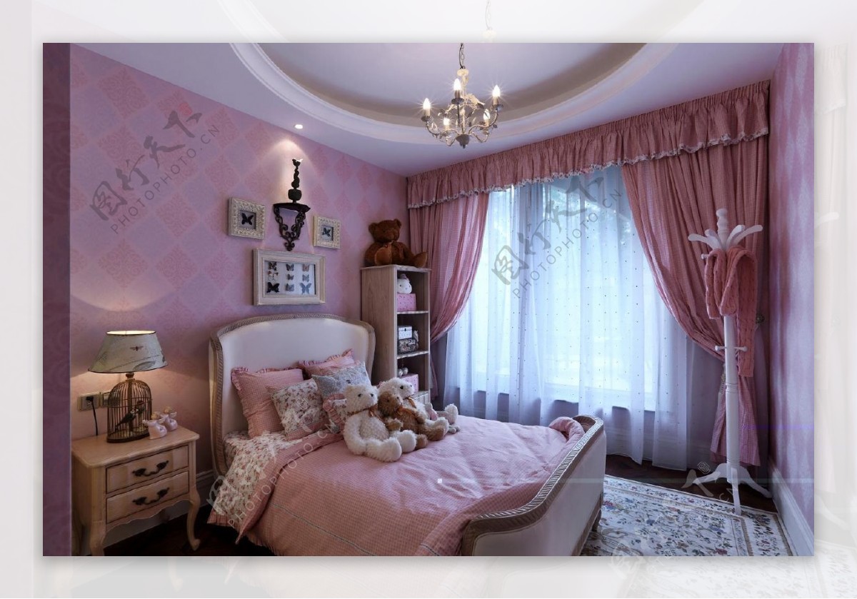 美式粉色卧室设计图
