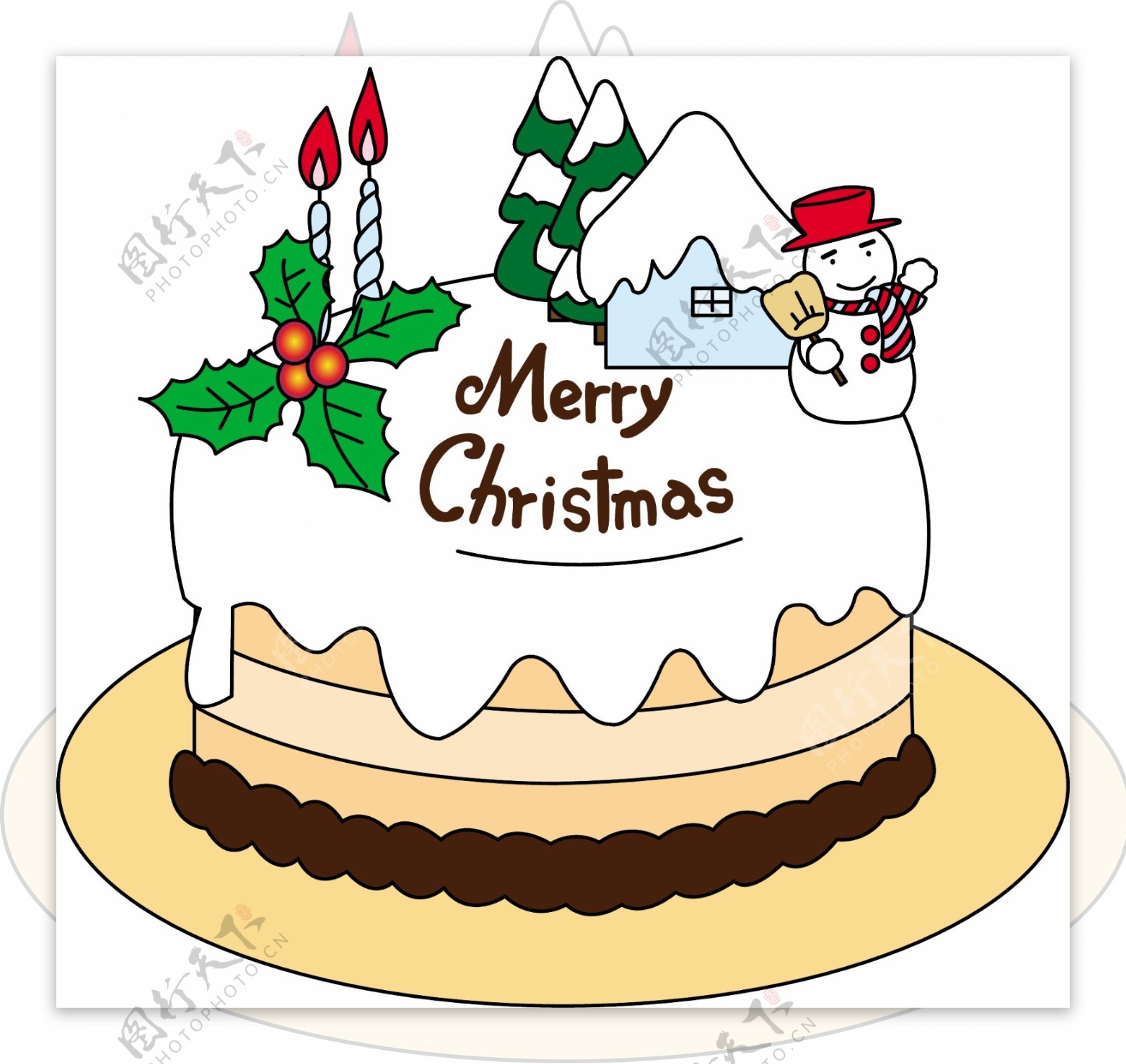 卡通圣诞节元素蛋糕设计