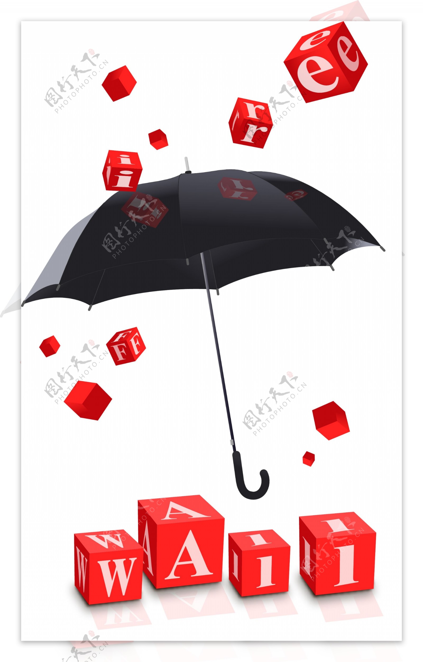 矢量雨伞方块设计