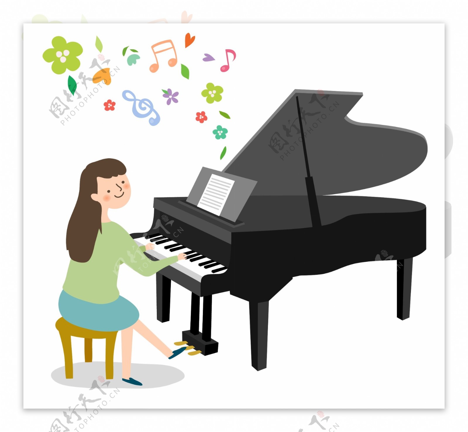 在钢琴键上跳舞手绘图片素材_免费下载_psd图片格式_VRF高清图片400065909_摄图网