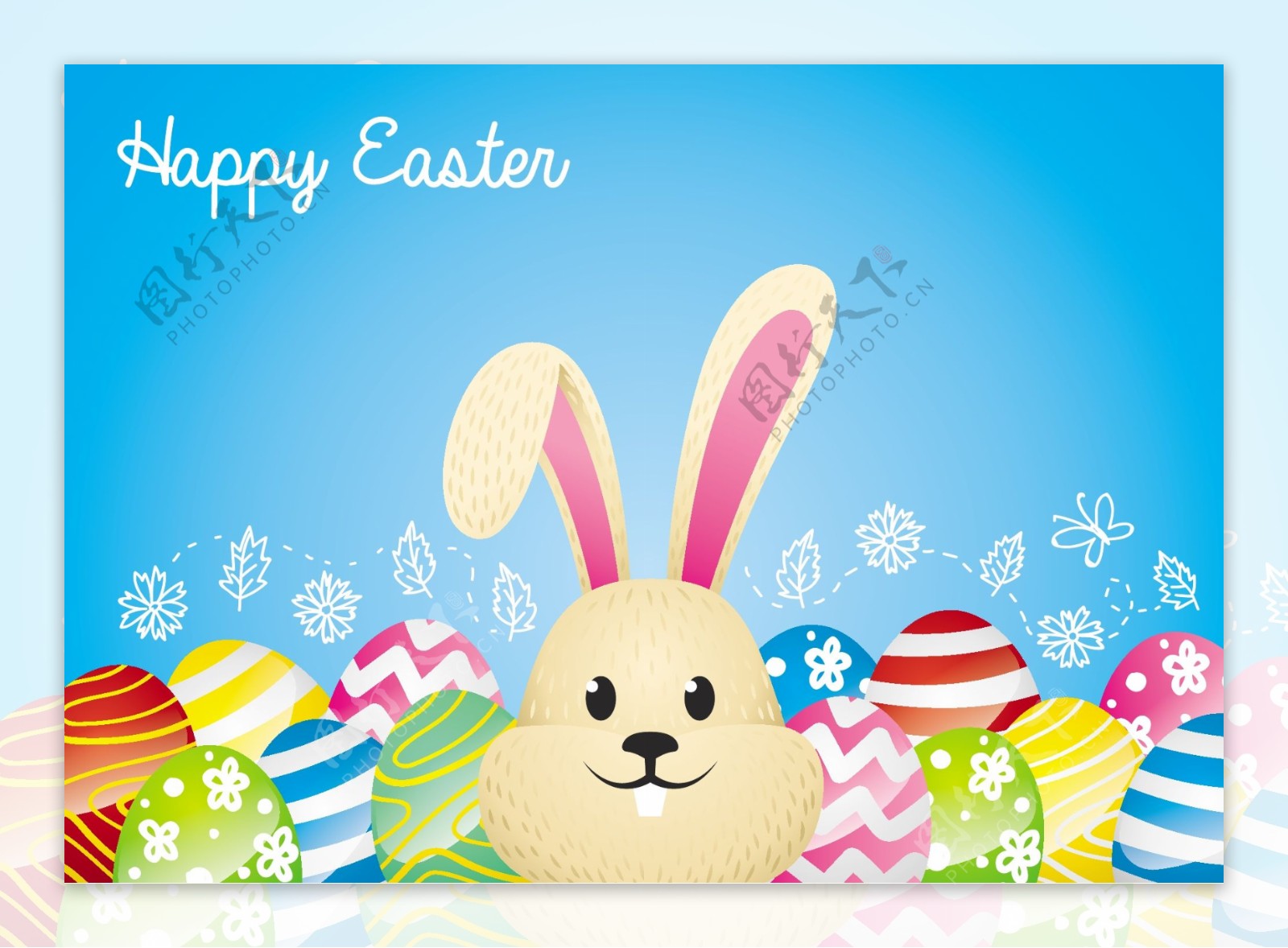可爱兔子复活节插画