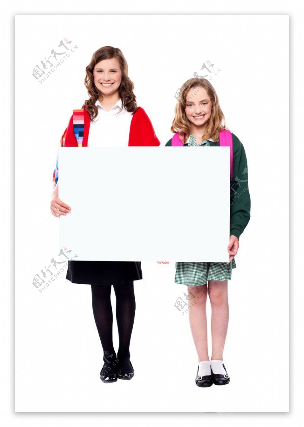 一起抱着白板的女人和小女孩图片
