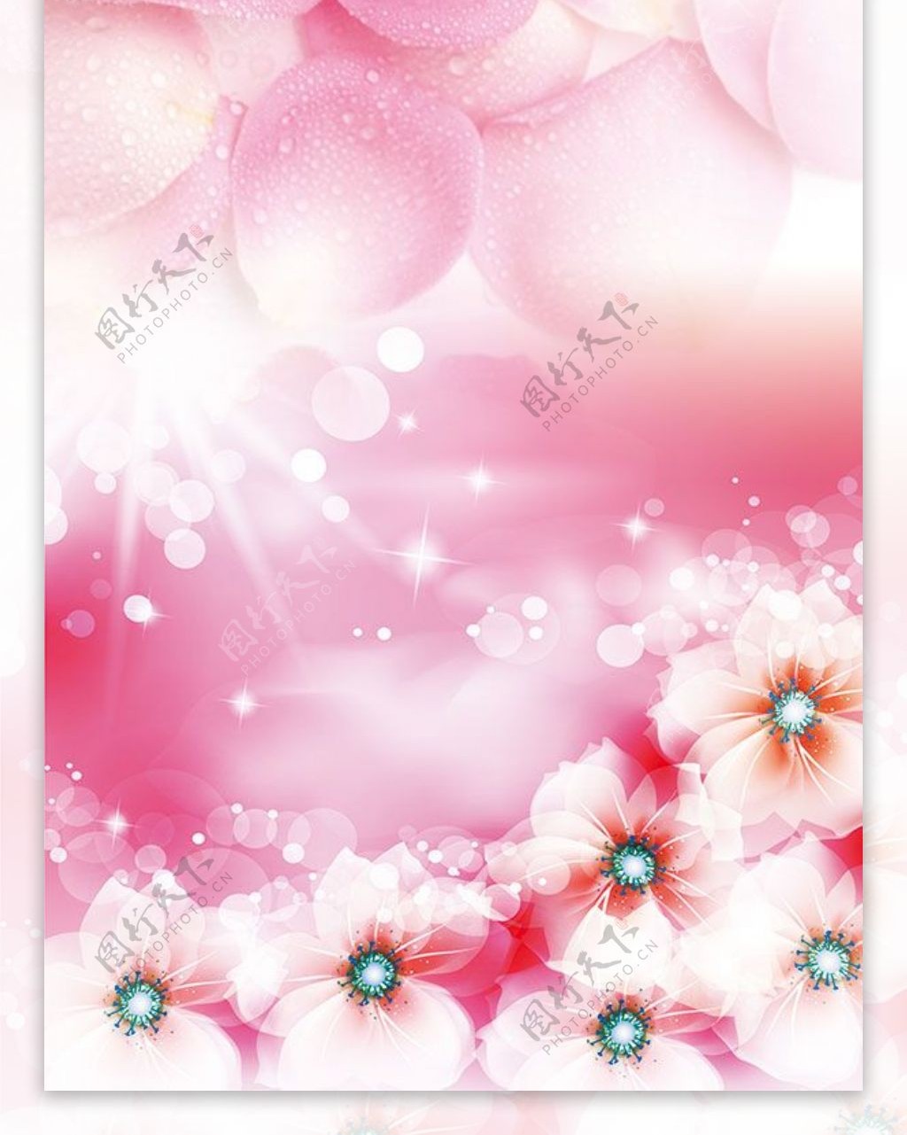 粉色花朵浪漫婚礼x展架模板psd素材下载