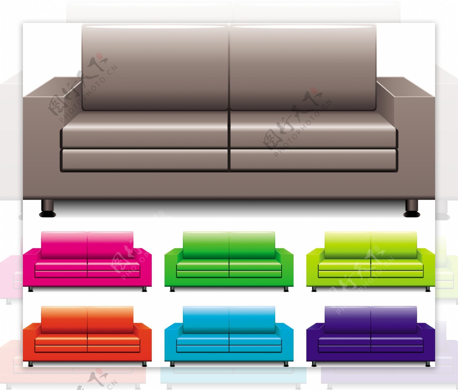 各种颜色的双人沙发