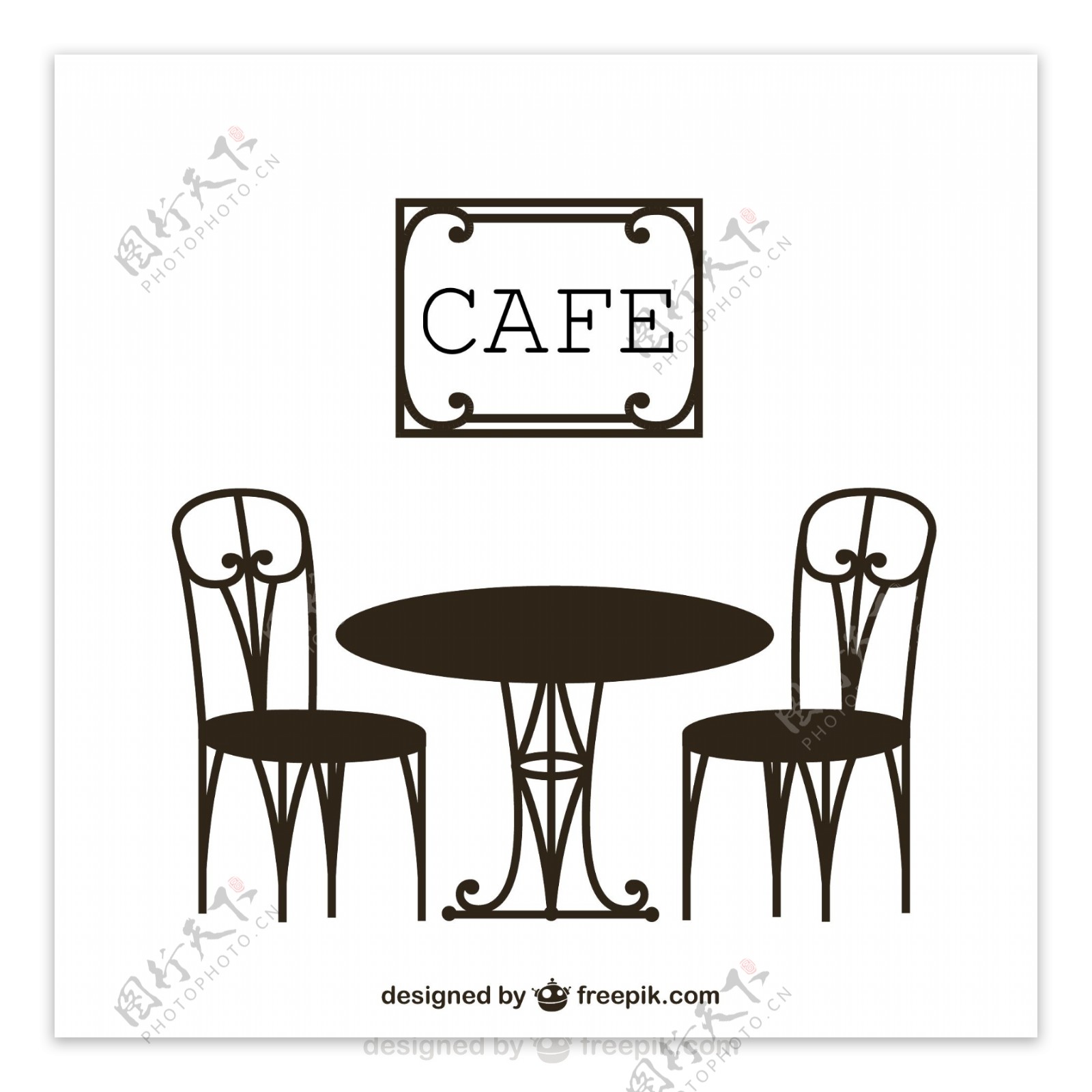 创意黑色咖啡馆桌椅