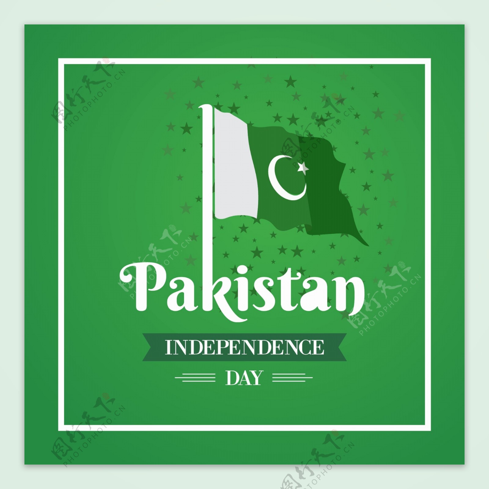 巴基斯坦国旗绿色背景