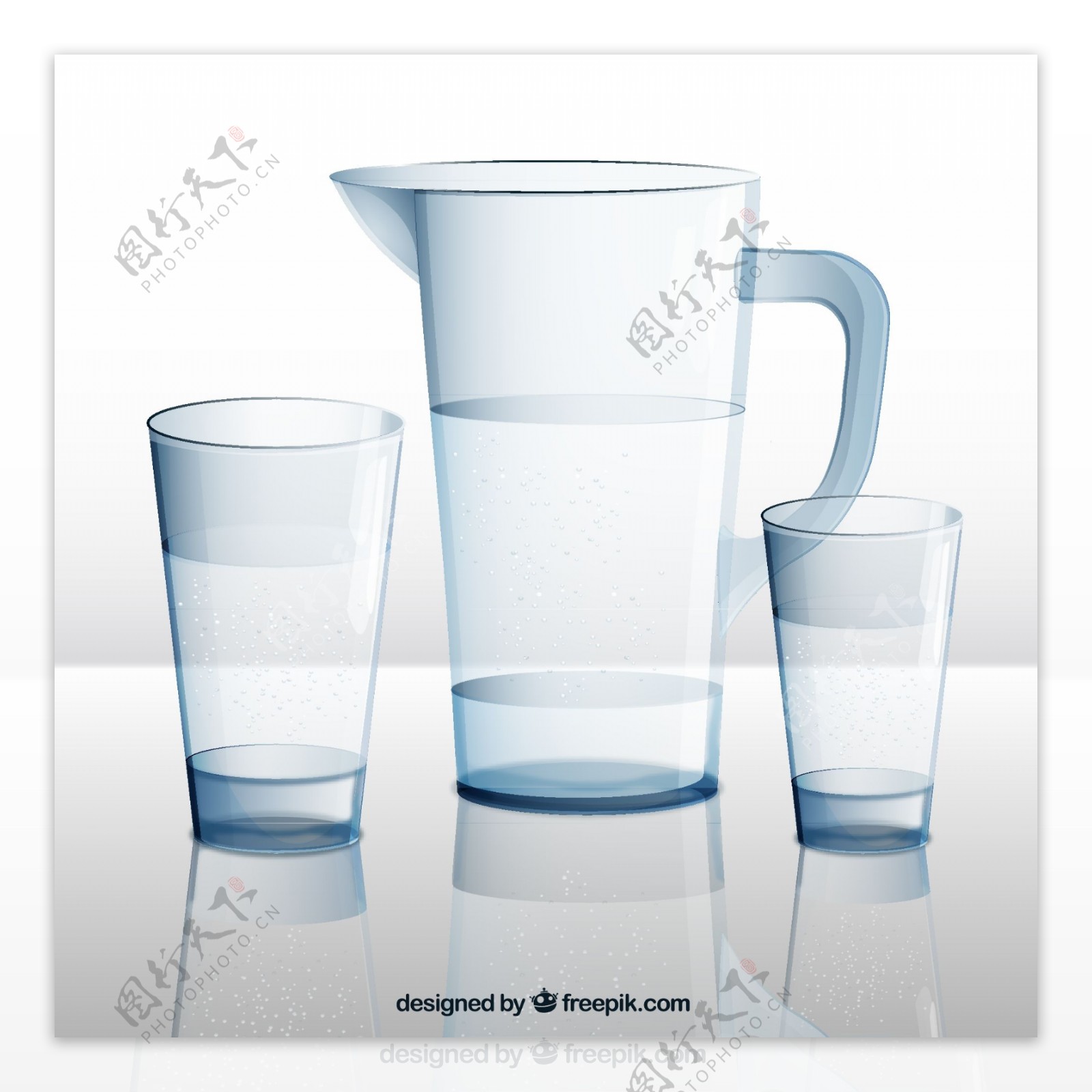 水壶和杯子矢量素材