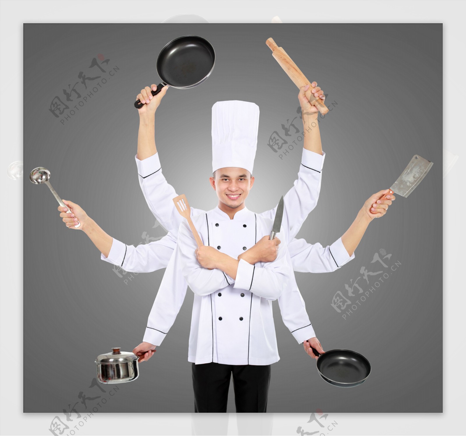 三头六臂的厨师图片
