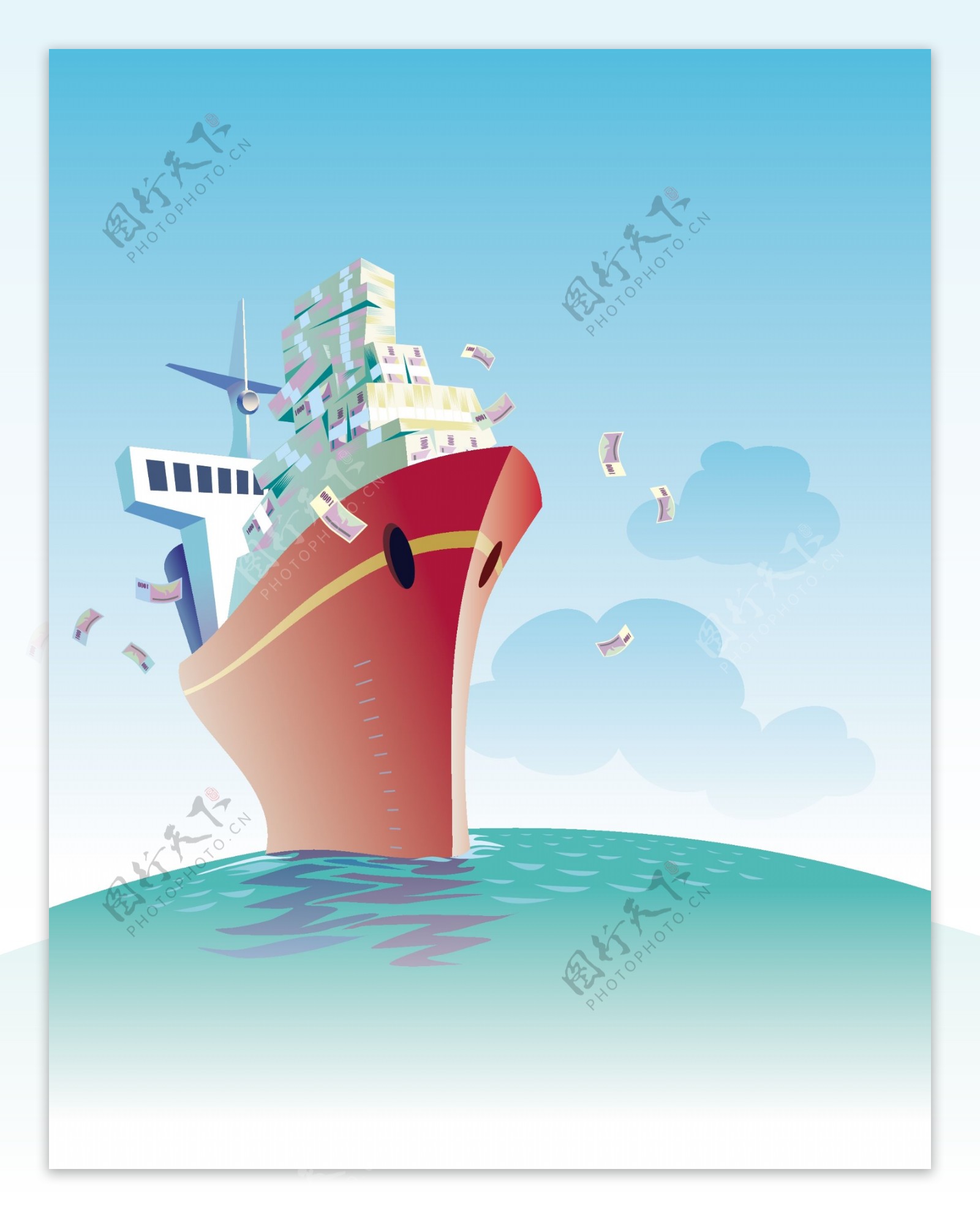 船舶材料的商业主题矢量插画