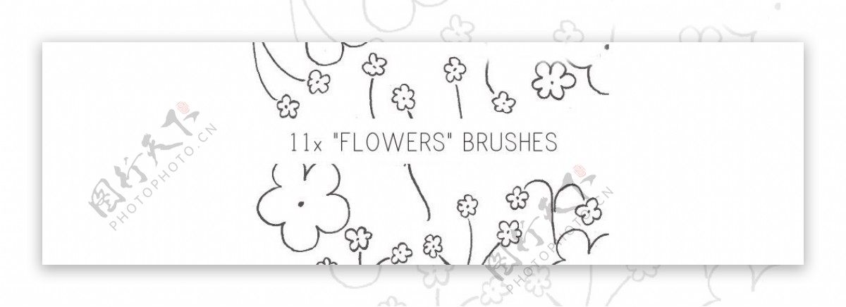 11款简单的涂鸦花朵PS笔刷